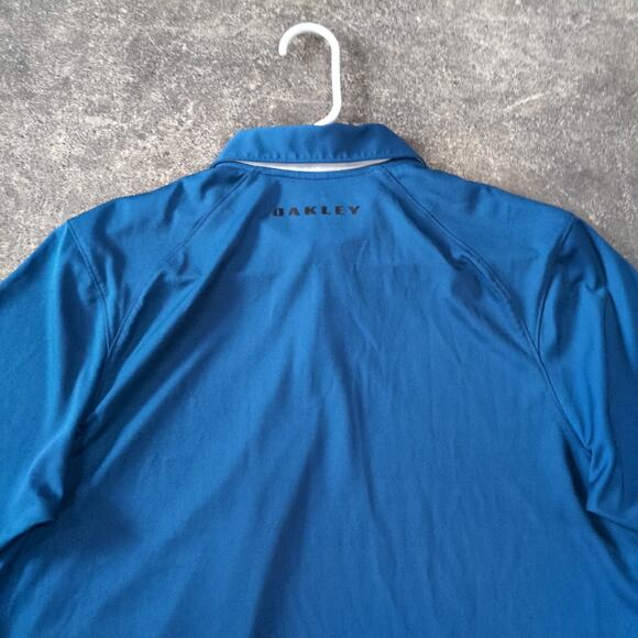 Oakley Polo Shirt Mens M Blue Collared Shirt 1/4 Button Retro Y2K Athleisure - Picture 4 of 7